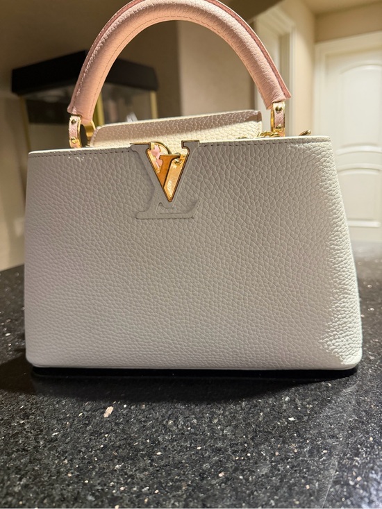 Louis Vuitton Handbags - Louis Vuitton White and Pink Capucines Crossbody Bag with Gold Hardware